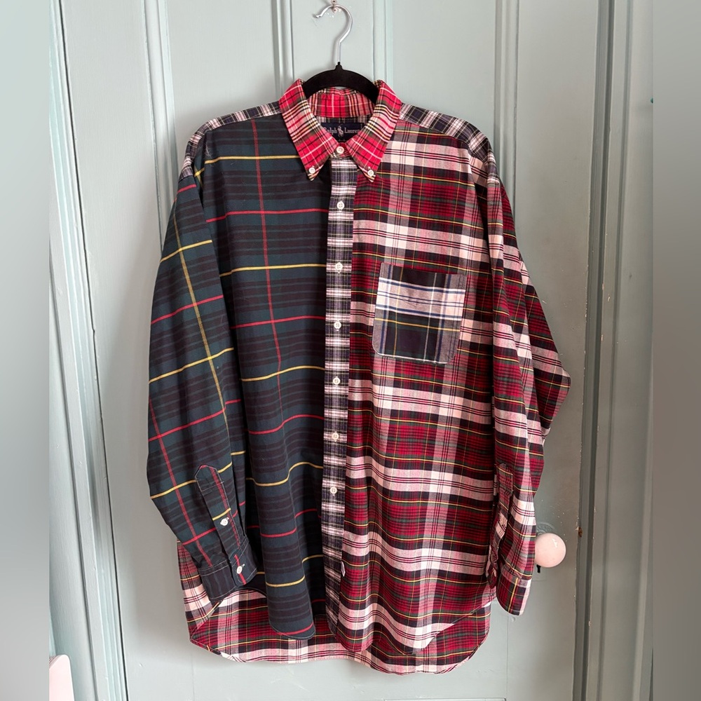Vintage Ralph Lauren multi plaid Oxford button down men’s sz L